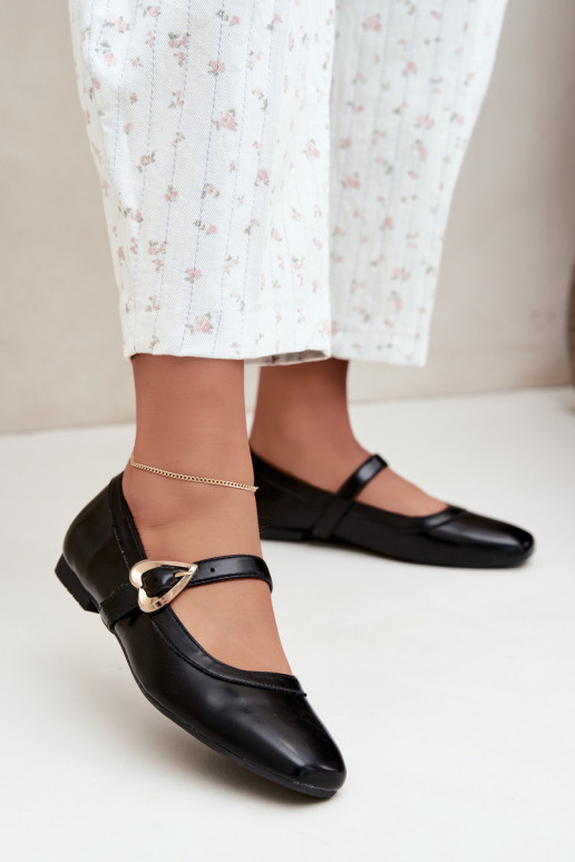 ballerines avec boucles et cœurs en noir Relsa