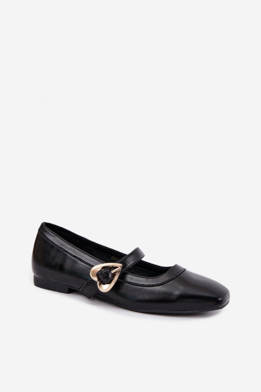 ballerines avec boucles et cœurs en noir Relsa