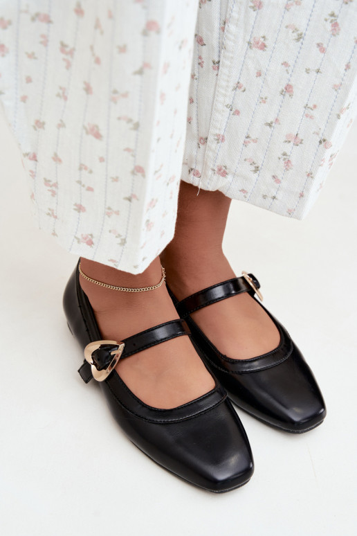 ballerines avec boucles et cœurs en noir Relsa