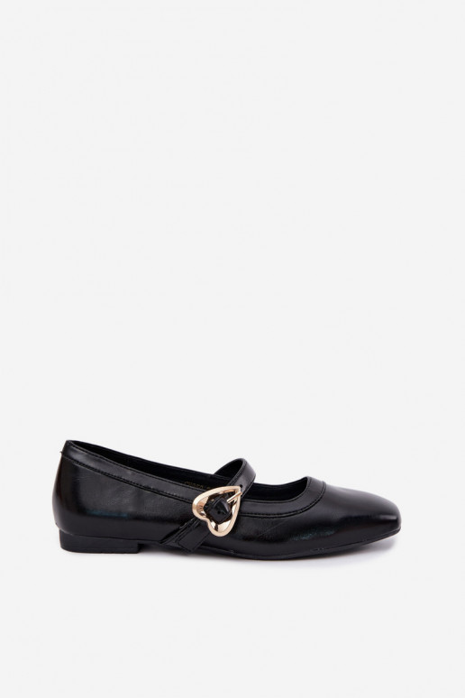 ballerines avec boucles et cœurs en noir Relsa