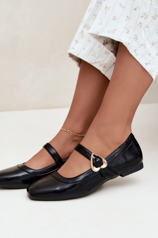 ballerines avec boucles et cœurs en noir Relsa