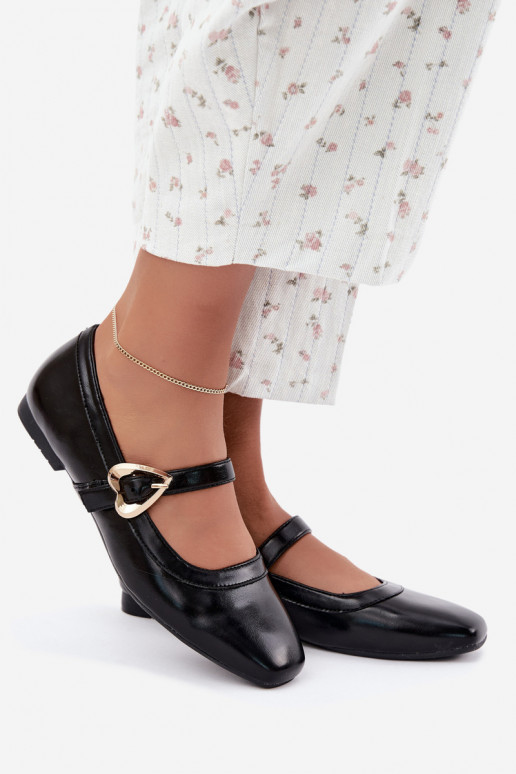 ballerines avec boucles et cœurs en noir Relsa