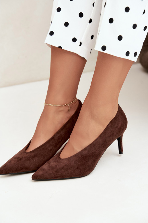 chaussures en daim pour femmes en chocolat Brenya