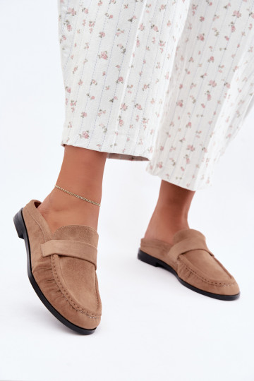 mocassins femmes à talon ouvert couleur sable Parella