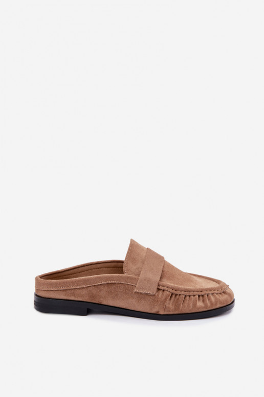 mocassins femmes à talon ouvert couleur sable Parella
