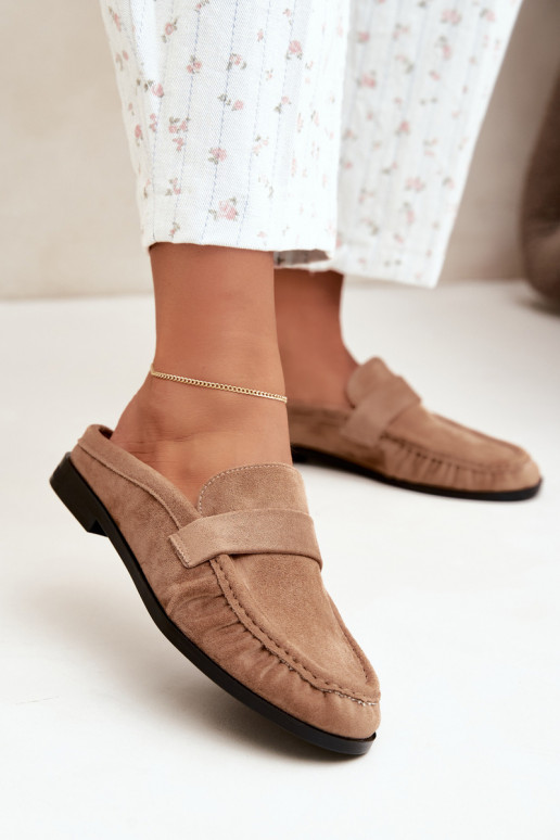 mocassins femmes à talon ouvert couleur sable Parella