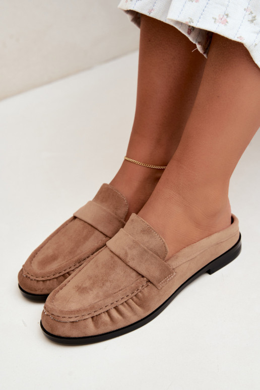 mocassins femmes à talon ouvert couleur sable Parella