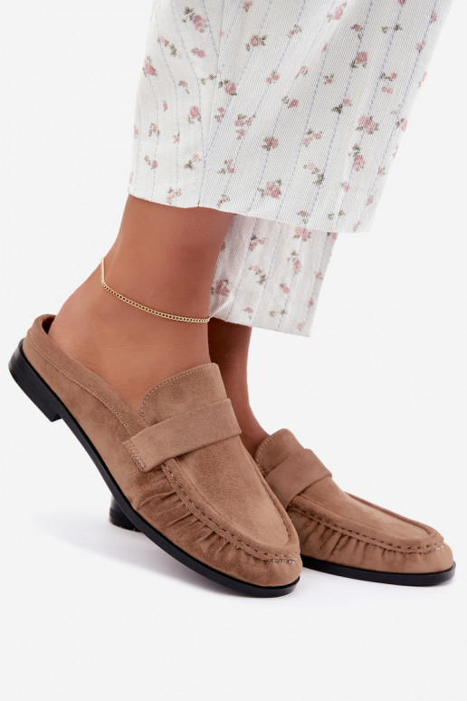 mocassins femmes à talon ouvert couleur sable Parella