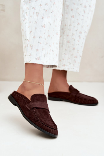 mocassins femmes à talon ouvert couleur marron Parella 2