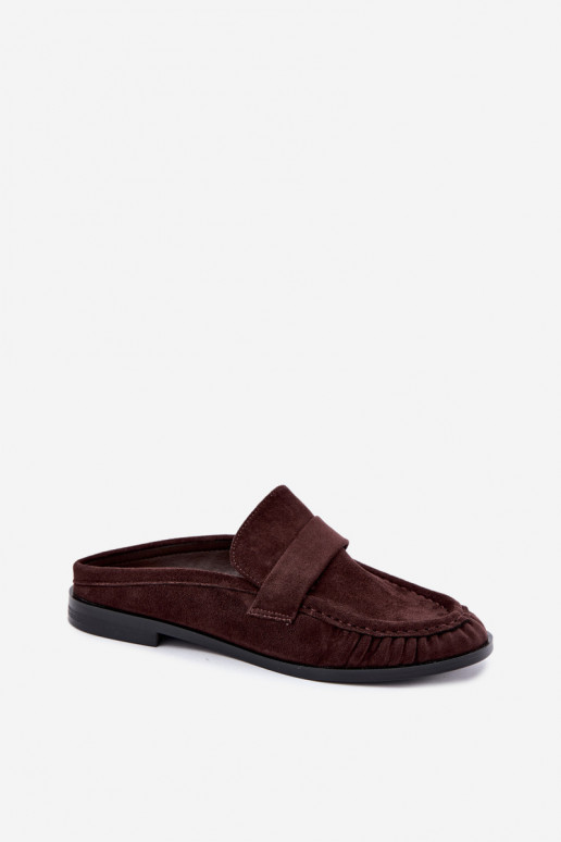 mocassins femmes à talon ouvert couleur marron Parella