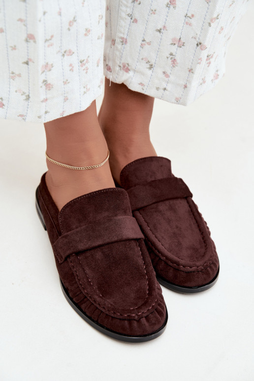 mocassins femmes à talon ouvert couleur marron Parella