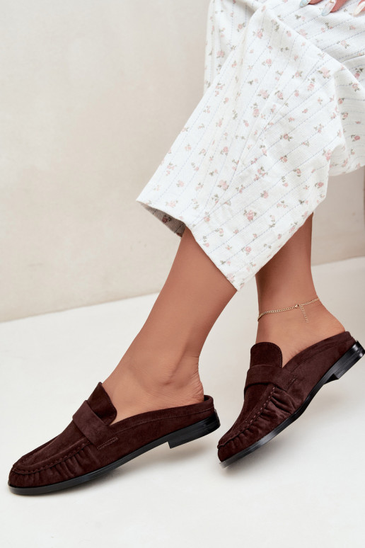 mocassins femmes à talon ouvert couleur marron Parella
