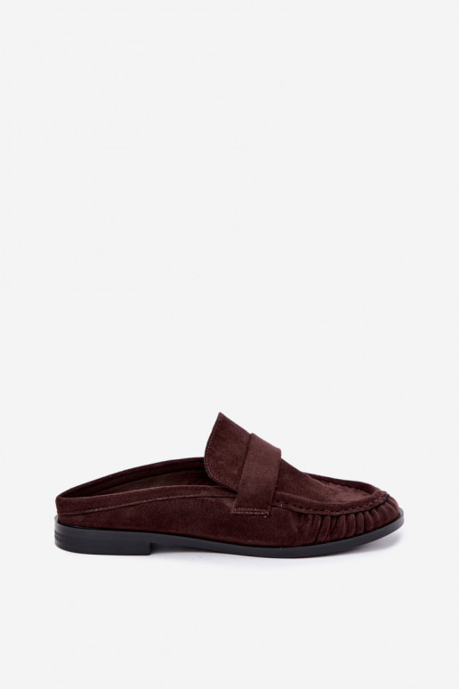 mocassins femmes à talon ouvert couleur marron Parella