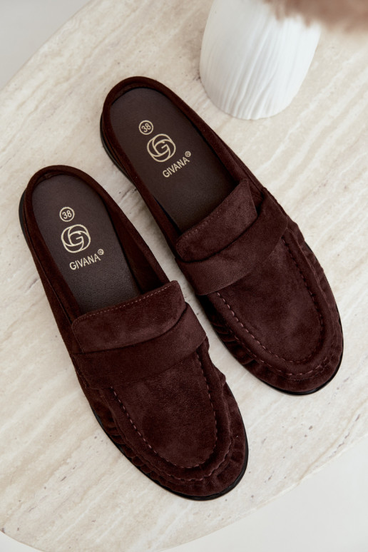 mocassins femmes à talon ouvert couleur marron Parella