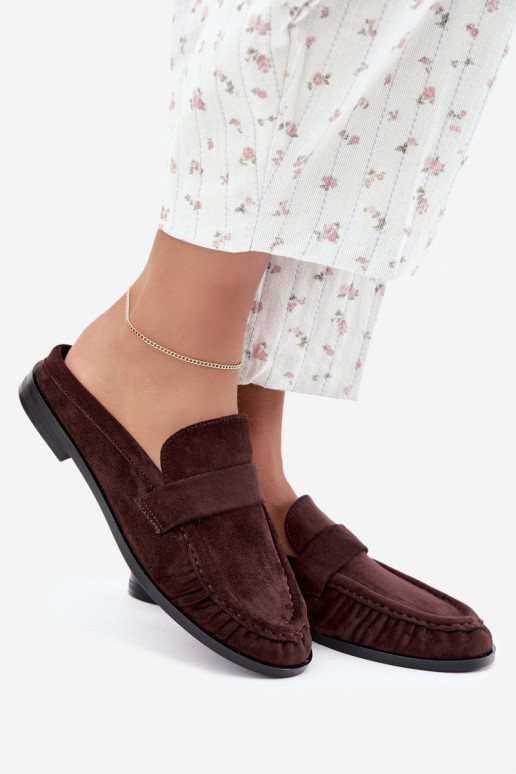 mocassins femmes à talon ouvert couleur marron Parella
