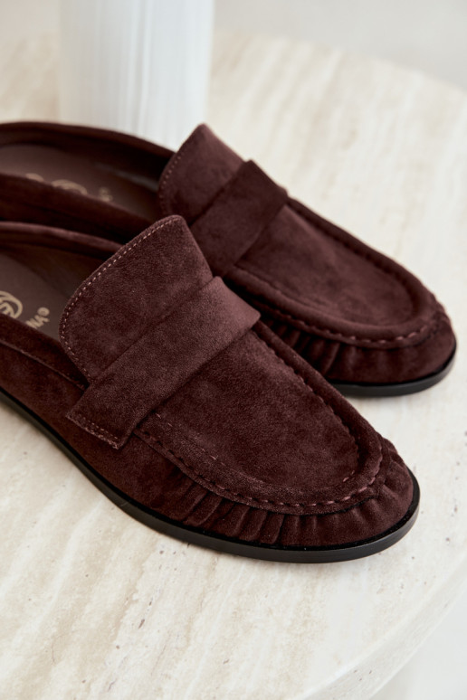 mocassins femmes à talon ouvert couleur marron Parella