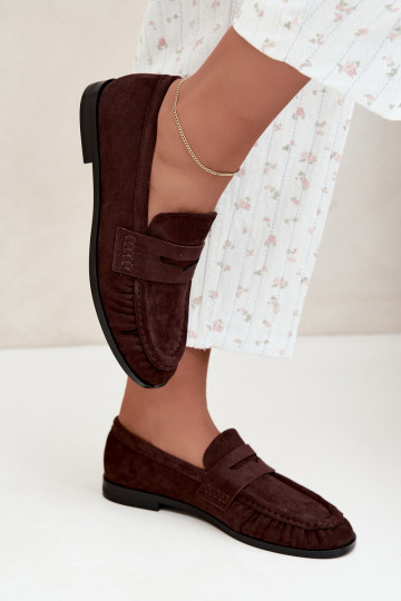mocassins femmes avec volants couleur marron Cayen