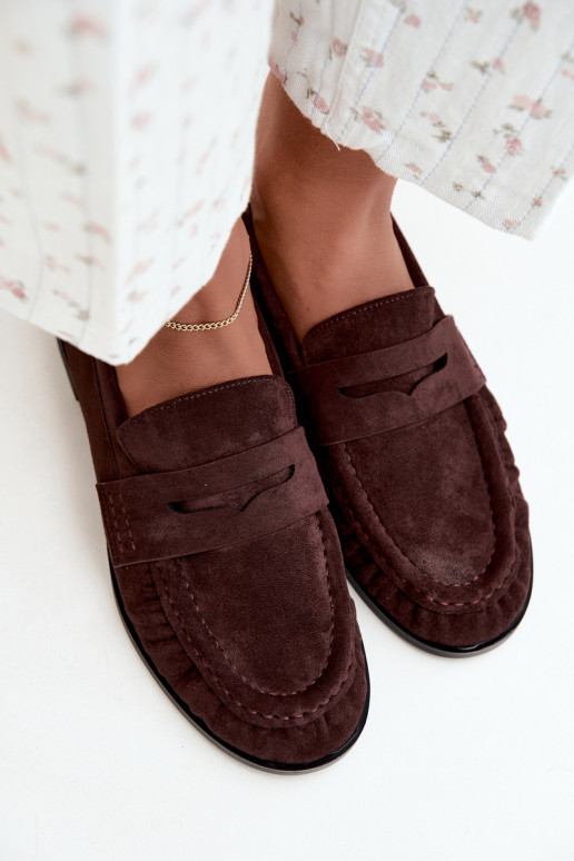 mocassins femmes avec volants couleur marron Cayen