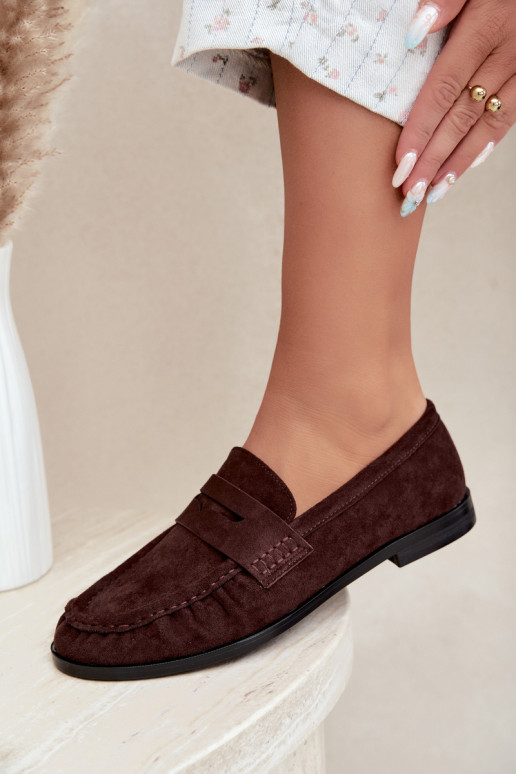 mocassins femmes avec volants couleur marron Cayen
