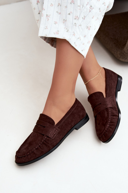 mocassins femmes avec volants couleur marron Cayen