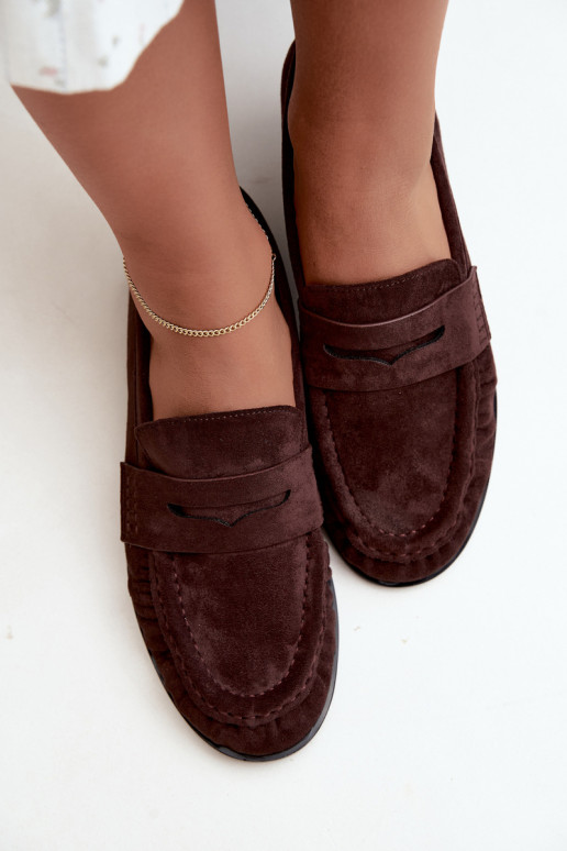 mocassins femmes avec volants couleur marron Cayen