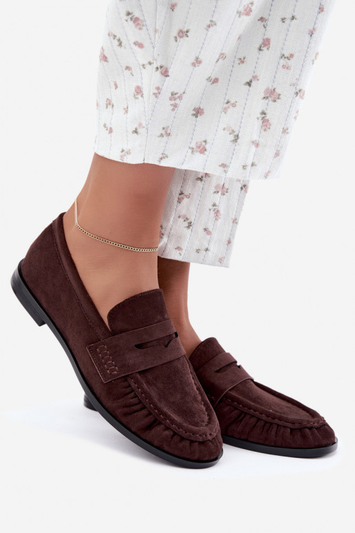 mocassins femmes avec volants couleur marron Cayen
