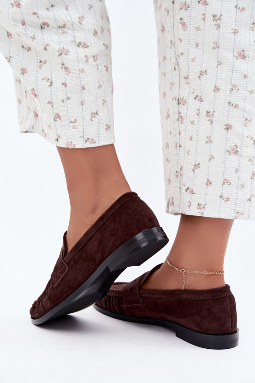 mocassins femmes avec volants couleur marron Cayen