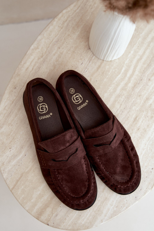 mocassins femmes avec volants couleur marron Cayen