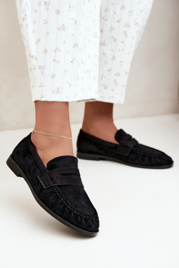 mocassins femmes avec volants couleur noire Cayen