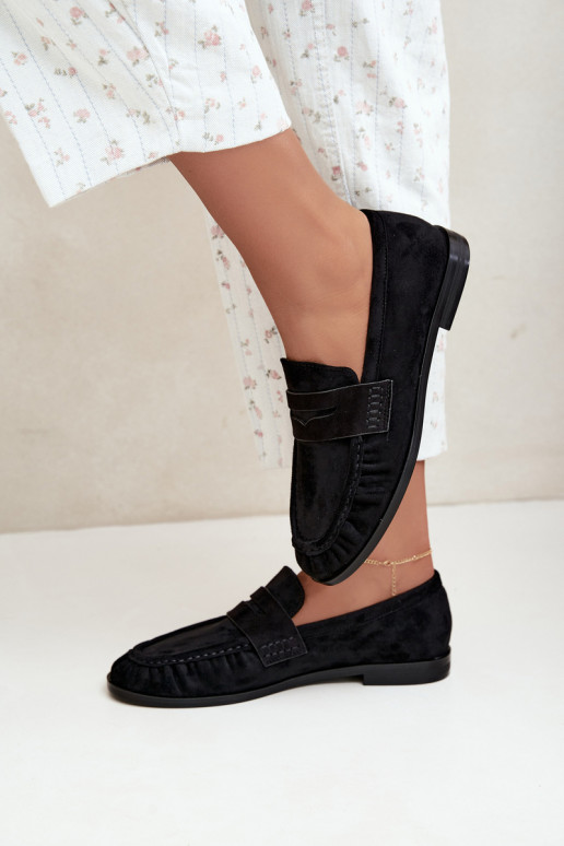 mocassins femmes avec volants couleur noire Cayen