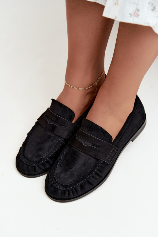 mocassins femmes avec volants couleur noire Cayen