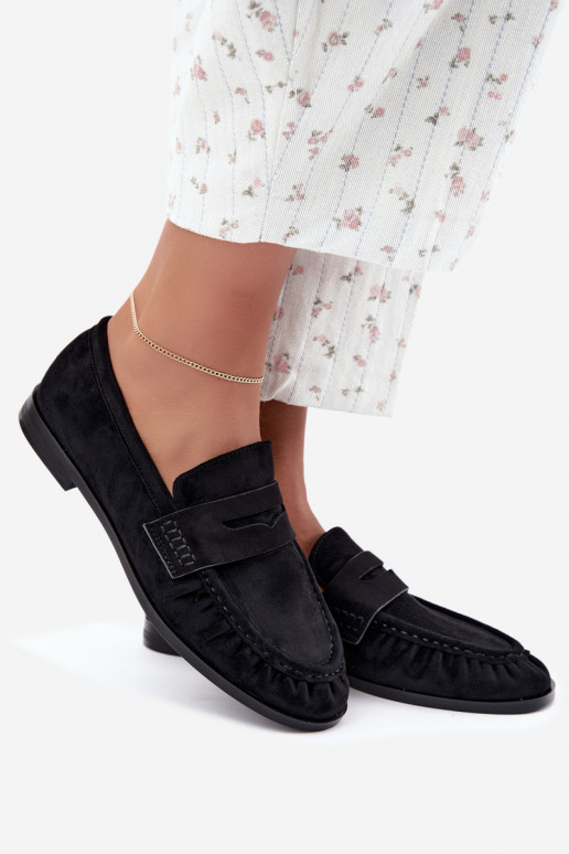 mocassins femmes avec volants couleur noire Cayen