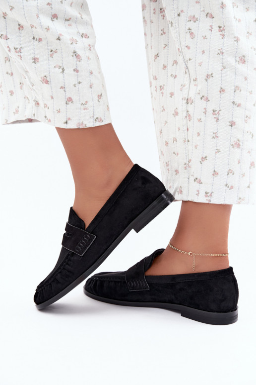 mocassins femmes avec volants couleur noire Cayen