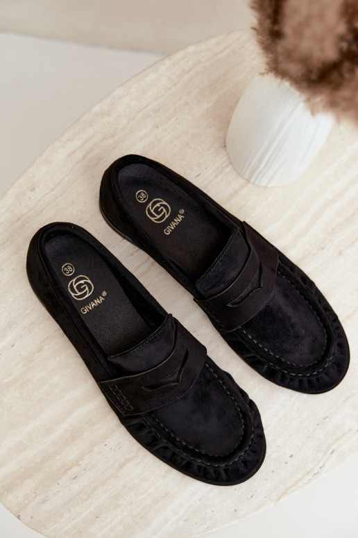 mocassins femmes avec volants couleur noire Cayen