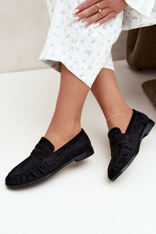 mocassins femmes avec volants couleur noire Cayen