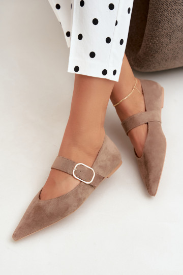 ballerines femmes avec sangles et boucles couleur sable Melby