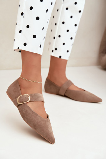 ballerines femmes avec sangles et boucles couleur sable Melby 2
