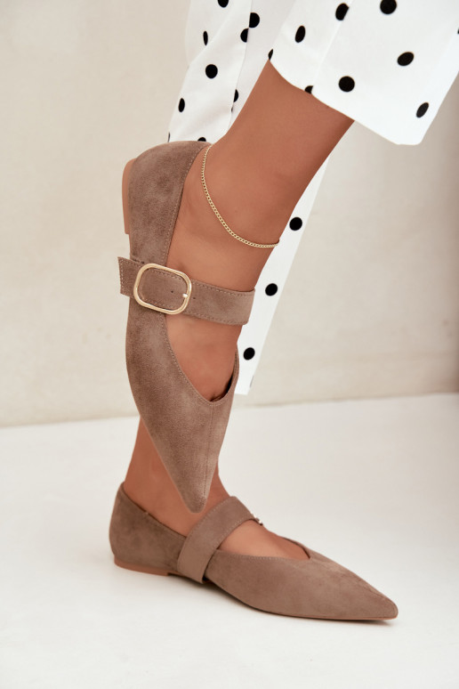 ballerines femmes avec sangles et boucles couleur sable Melby