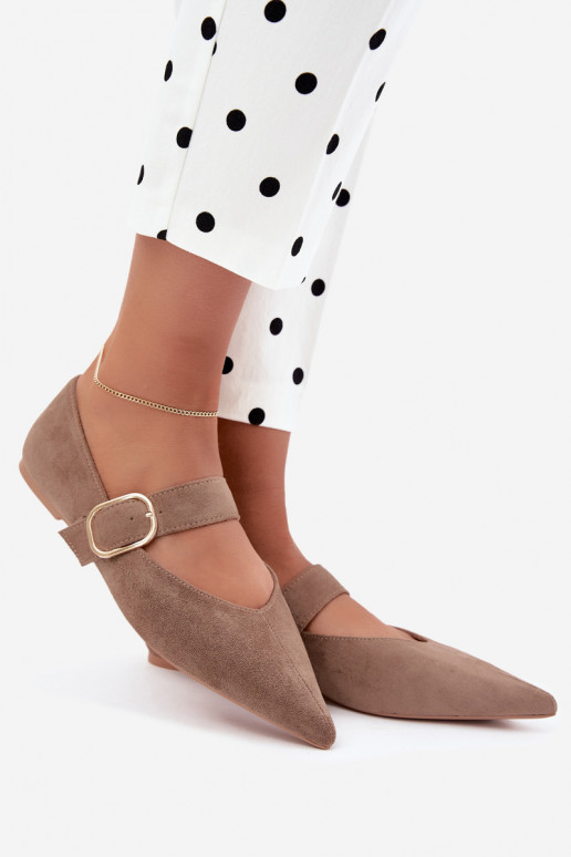 ballerines femmes avec sangles et boucles couleur sable Melby
