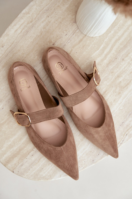ballerines femmes avec sangles et boucles couleur sable Melby