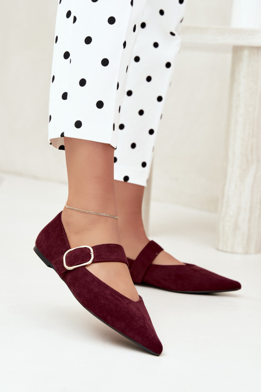 ballerines femmes avec sangles et boucles couleur bordeaux Melby
