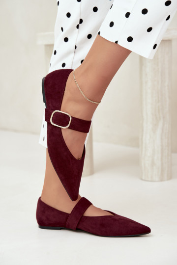 ballerines femmes avec sangles et boucles couleur bordeaux Melby 2