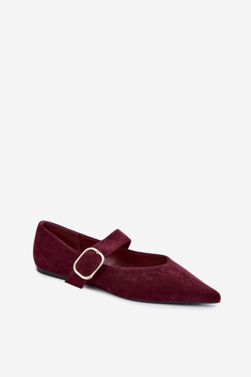 ballerines femmes avec sangles et boucles couleur bordeaux Melby