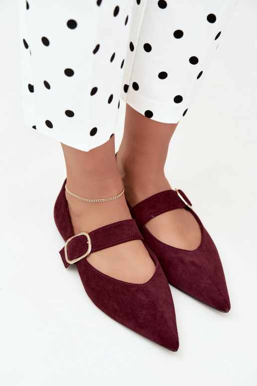 ballerines femmes avec sangles et boucles couleur bordeaux Melby