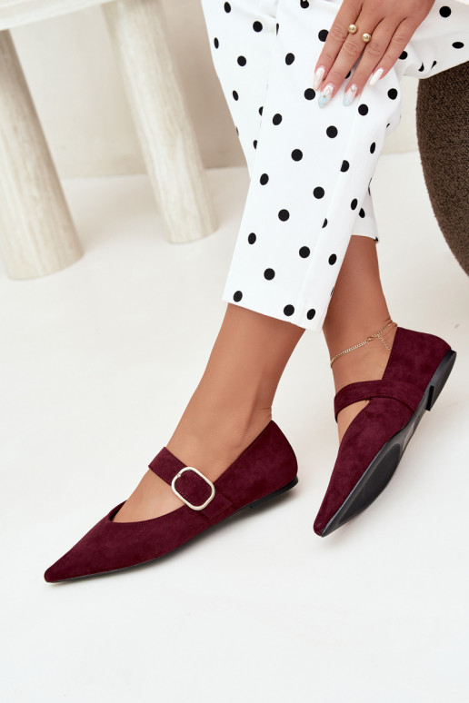 ballerines femmes avec sangles et boucles couleur bordeaux Melby