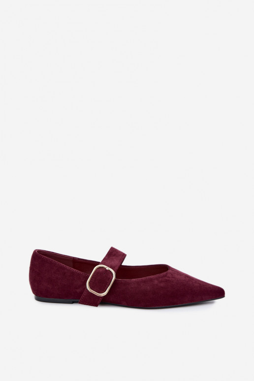 ballerines femmes avec sangles et boucles couleur bordeaux Melby