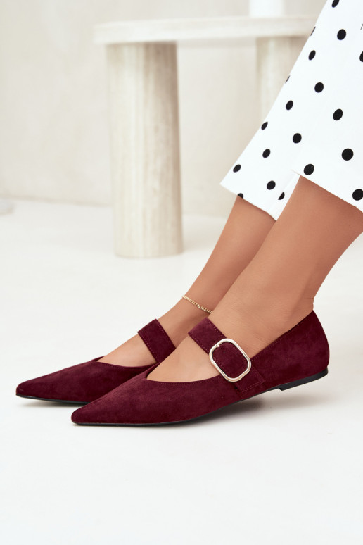 ballerines femmes avec sangles et boucles couleur bordeaux Melby