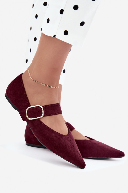 ballerines femmes avec sangles et boucles couleur bordeaux Melby