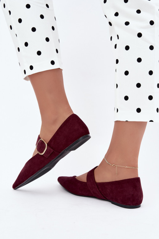 ballerines femmes avec sangles et boucles couleur bordeaux Melby