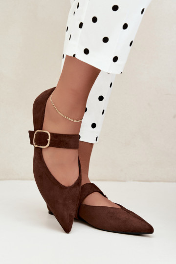 ballerines femmes avec sangles et boucles couleur marron Melby